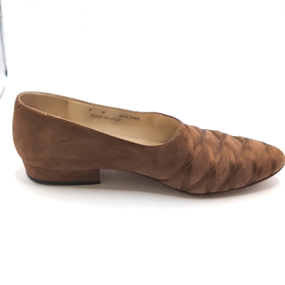 Bally Justine Light Brown Suede Leather Flat Loafers Shoes Size 6 M - Picture 8 of 11